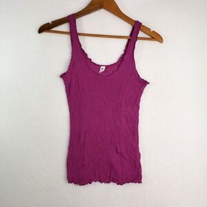 BP Ribbed Tank Top Womens XS Purple‎ Lettuce Edge Trim Sleeveless Casual Retro